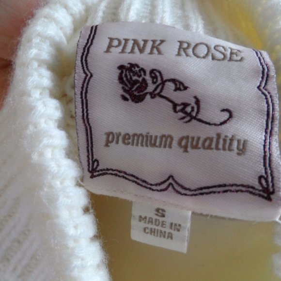Pink Rose White Cardigan Sweater. - Picture 8 of 8